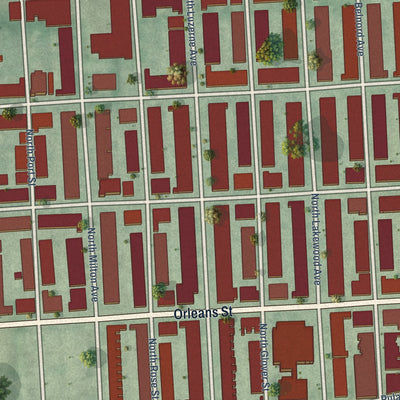 Close-up of the map of McElderry Park, Maryland print showing street and building detail