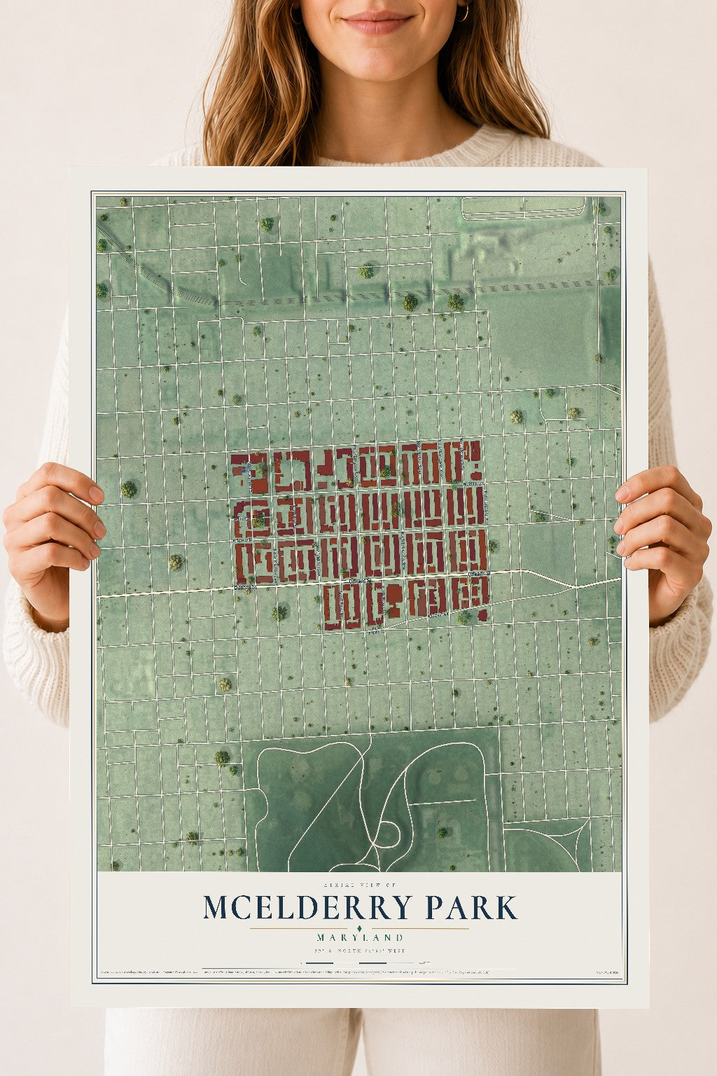 Map of McElderry Park, Maryland, 18 x 24 inch unframed archival matte print