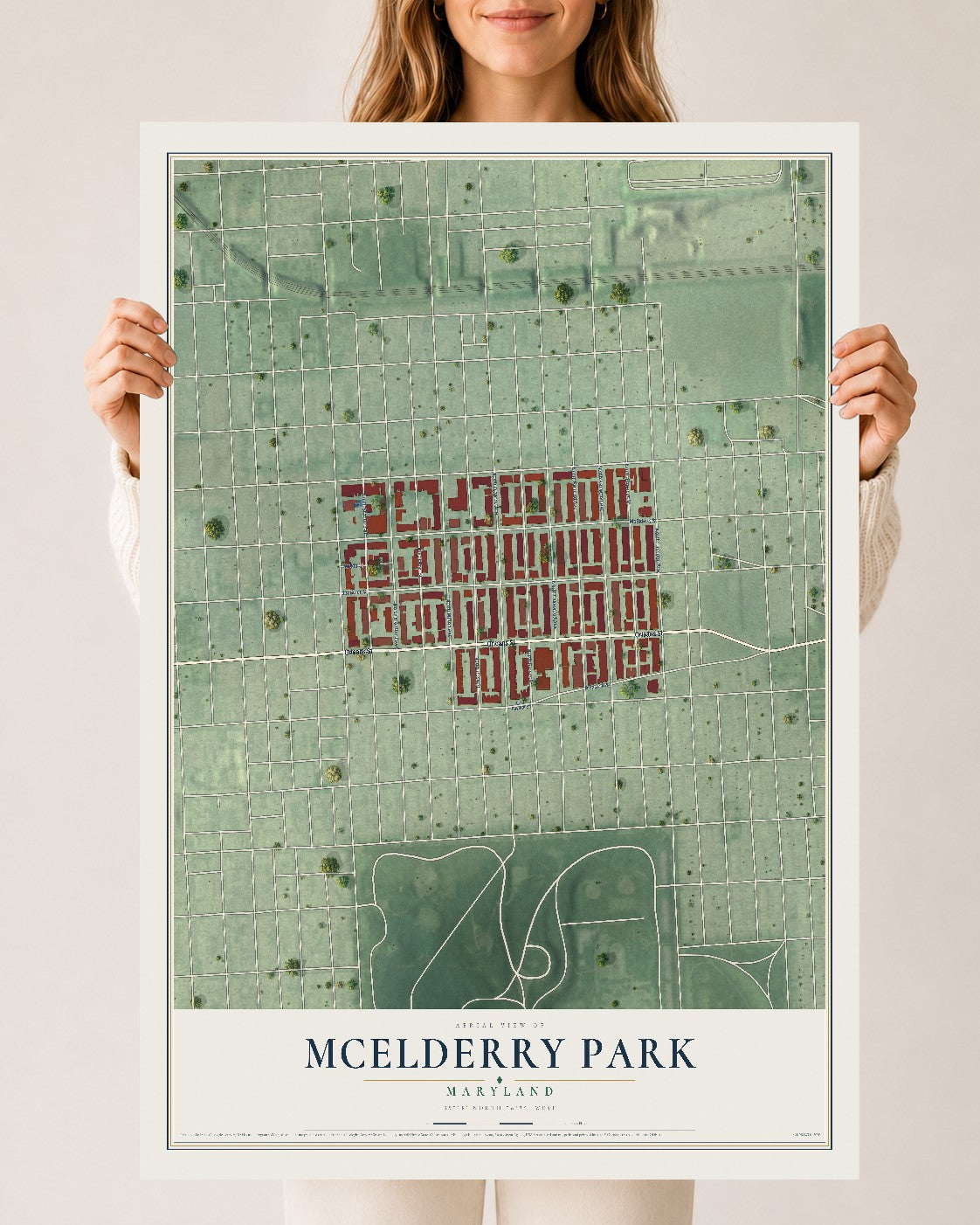 Map of McElderry Park, Maryland, 24 x 36 inch unframed archival matte print