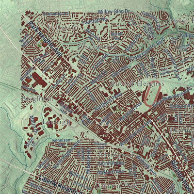 Close-up of the map of Baltimore, Maryland print showing street and building detail