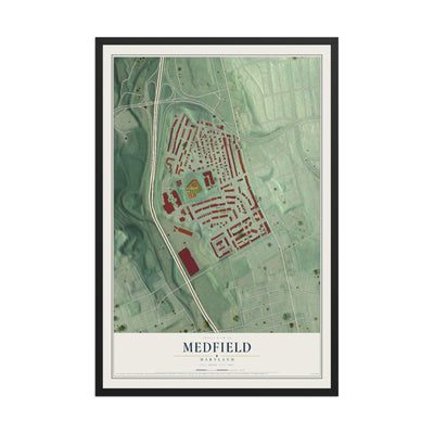 Map of Medfield, Maryland, 12 x 18 inch print in a black wood frame