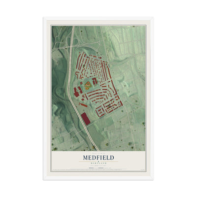 Map of Medfield, Maryland, 12 x 18 inch print in a white wood frame