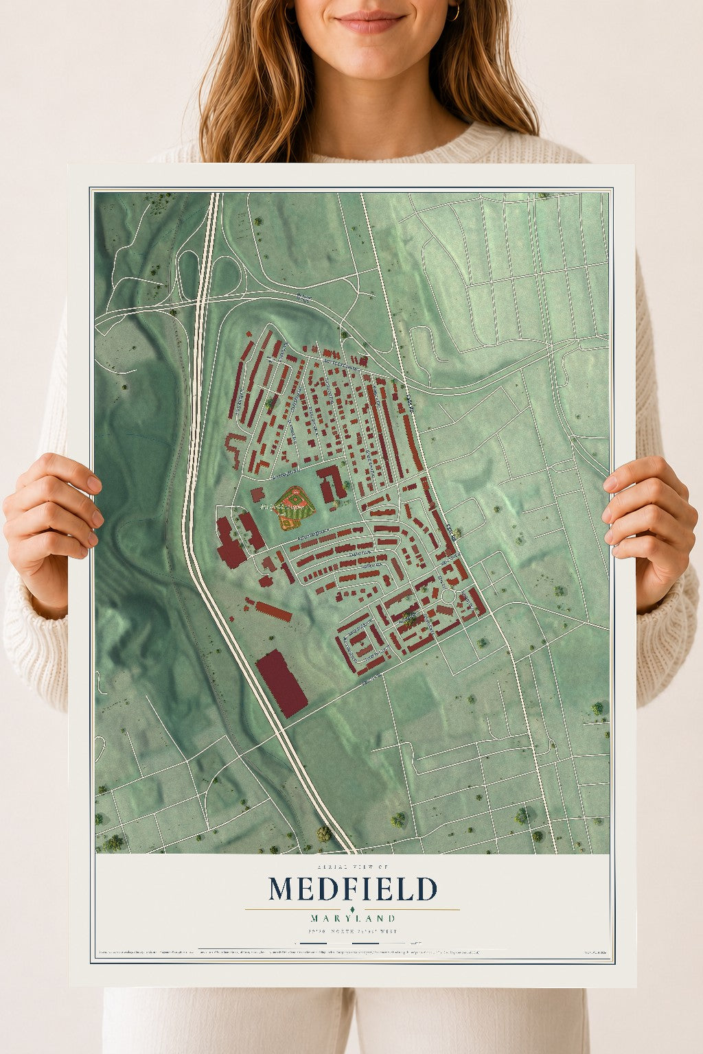 Map of Medfield, Maryland, 18 x 24 inch unframed archival matte print