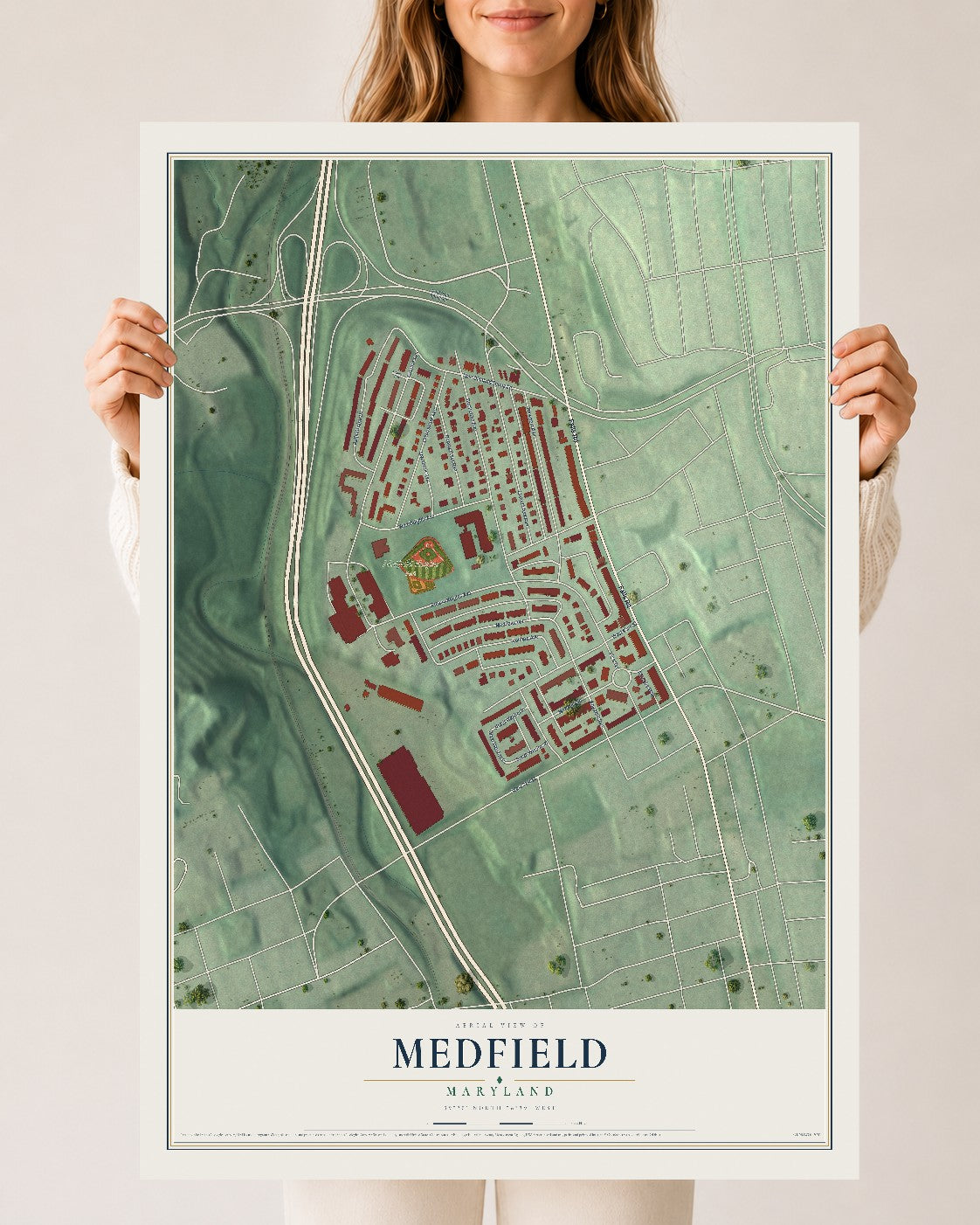 Map of Medfield, Maryland, 24 x 36 inch unframed archival matte print