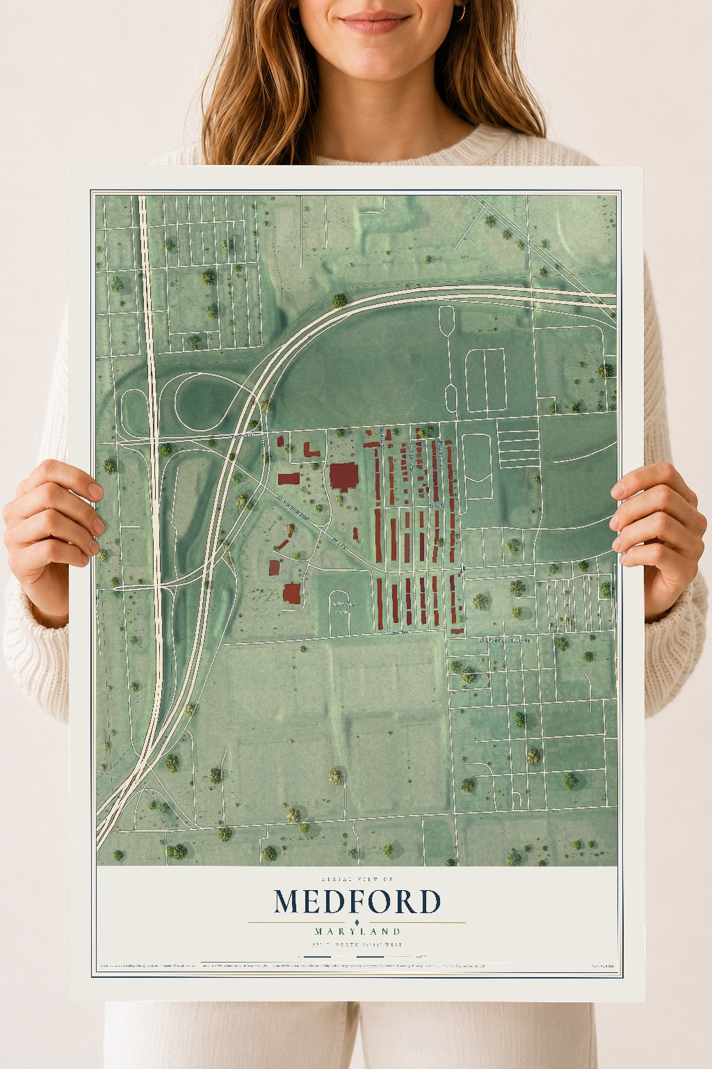 Map of Medford, Maryland, 18 x 24 inch unframed archival matte print