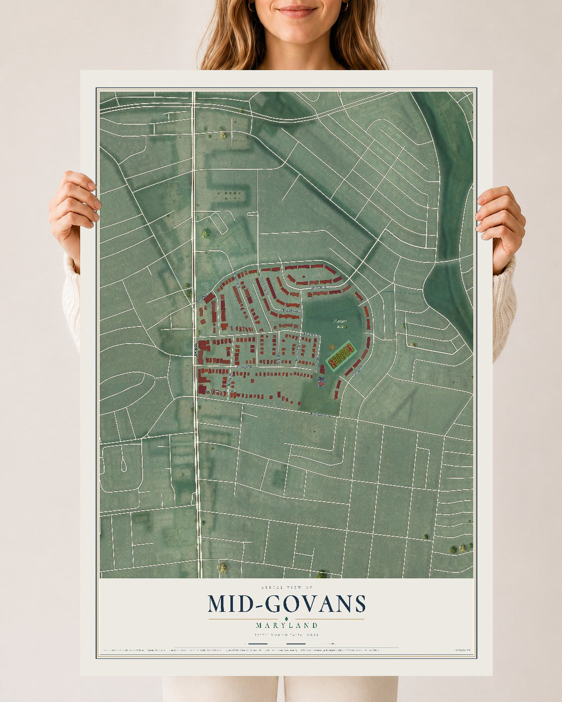 Map of Mid-Govans, Maryland, 24 x 36 inch unframed archival matte print