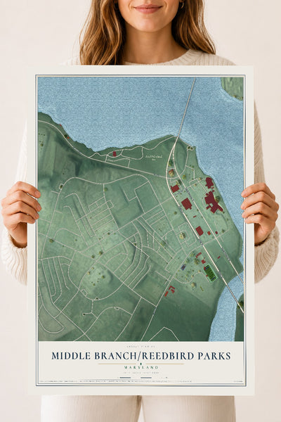 Map of Middle Branch-Reedbird Parks, Maryland, 18 x 24 inch unframed archival matte print