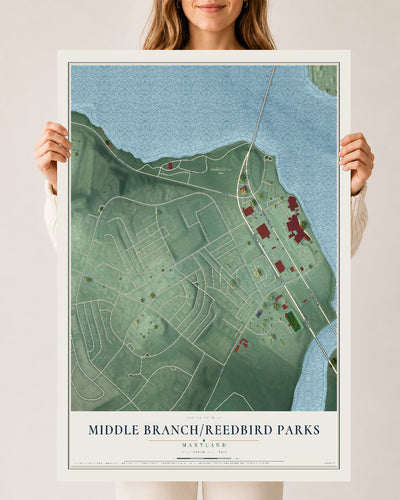 Map of Middle Branch-Reedbird Parks, Maryland, 24 x 36 inch unframed archival matte print