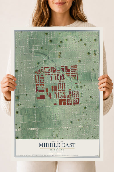 Map of Middle East, Maryland, 18 x 24 inch unframed archival matte print