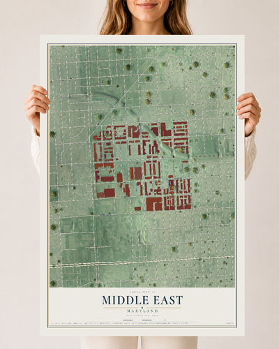 Map of Middle East, Maryland, 24 x 36 inch unframed archival matte print