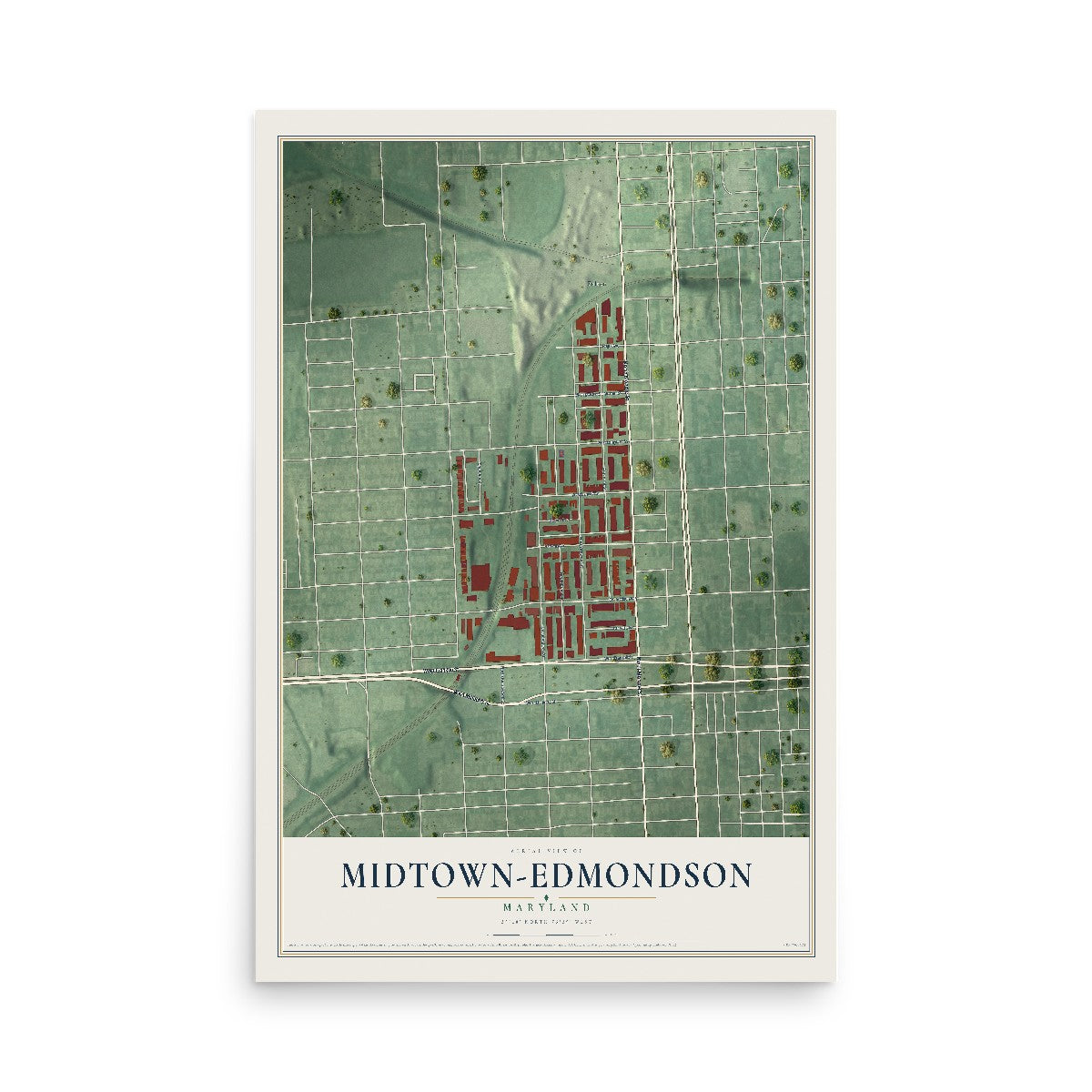 Map of Midtown-Edmondson, Maryland, 12 x 18 inch unframed archival matte print