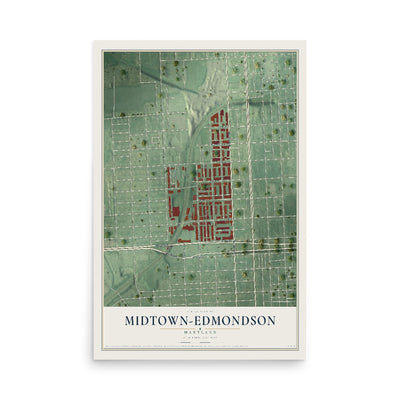 Map of Midtown-Edmondson, Maryland, 12 x 18 inch unframed archival matte print