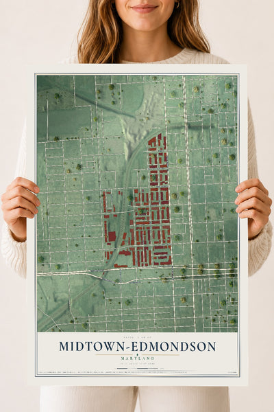Map of Midtown-Edmondson, Maryland, 18 x 24 inch unframed archival matte print
