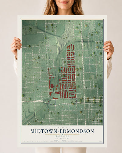 Map of Midtown-Edmondson, Maryland, 24 x 36 inch unframed archival matte print