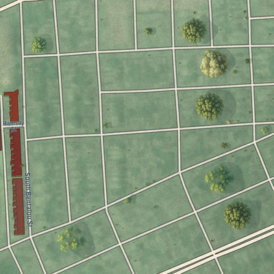 Second close-up of the map of Millhill, Maryland print showing more streets and buildings
