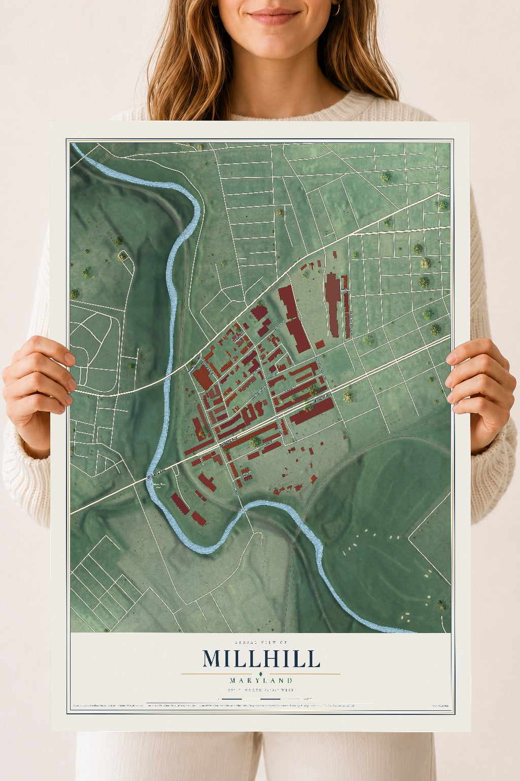 Map of Millhill, Maryland, 18 x 24 inch unframed archival matte print