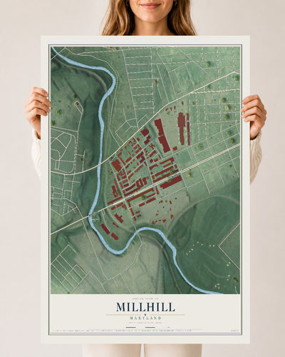 Map of Millhill, Maryland, 24 x 36 inch unframed archival matte print