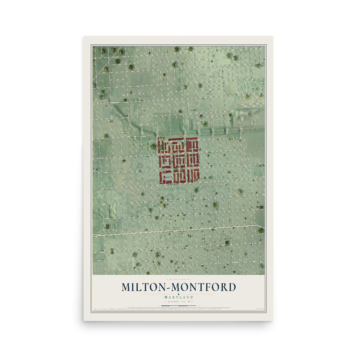 Map of Milton-Montford, Maryland, 12 x 18 inch unframed archival matte print