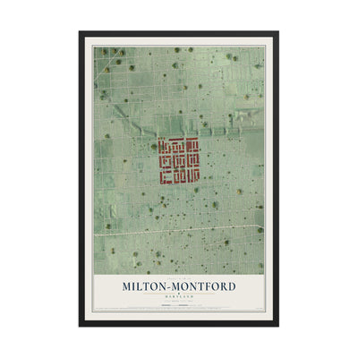 Map of Milton-Montford, Maryland, 12 x 18 inch print in a black wood frame