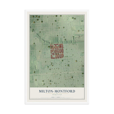 Map of Milton-Montford, Maryland, 12 x 18 inch print in a white wood frame
