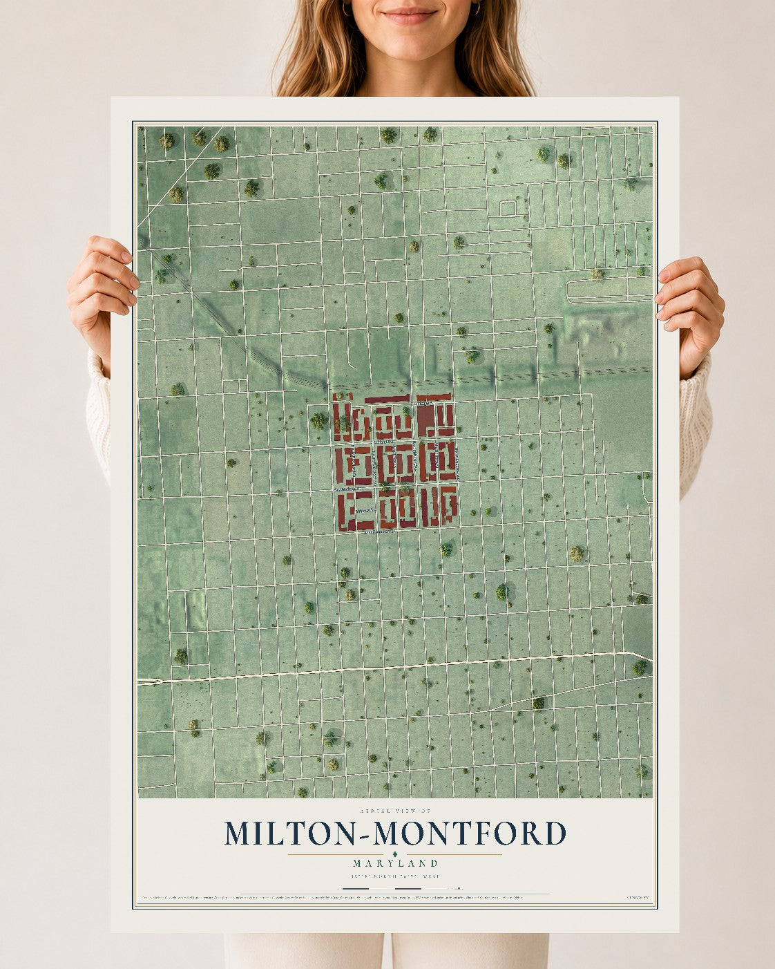 Map of Milton-Montford, Maryland, 24 x 36 inch unframed archival matte print