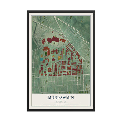 Map of Mondawmin, Maryland, 12 x 18 inch print in a black wood frame