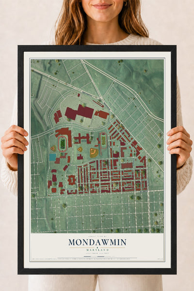 Map of Mondawmin, Maryland, 18 x 24 inch print in a black wood frame