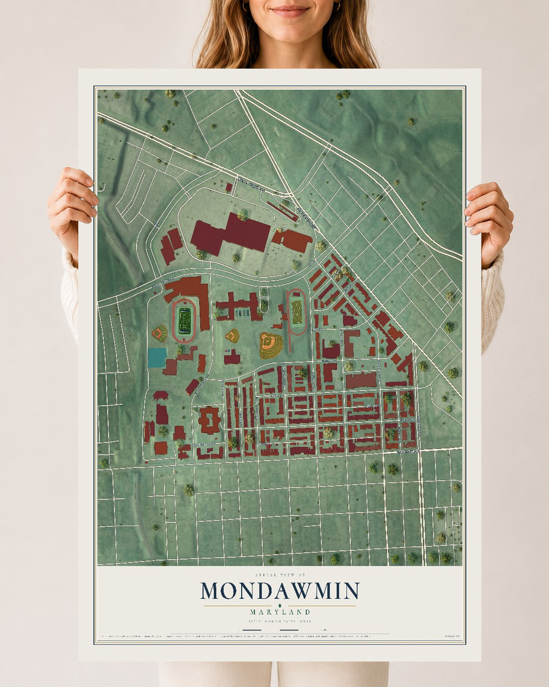 Map of Mondawmin, Maryland, 24 x 36 inch unframed archival matte print