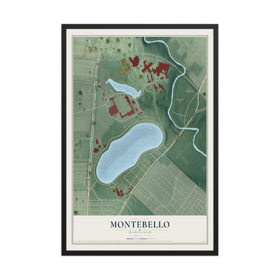 Map of Montebello, Maryland, 12 x 18 inch print in a black wood frame