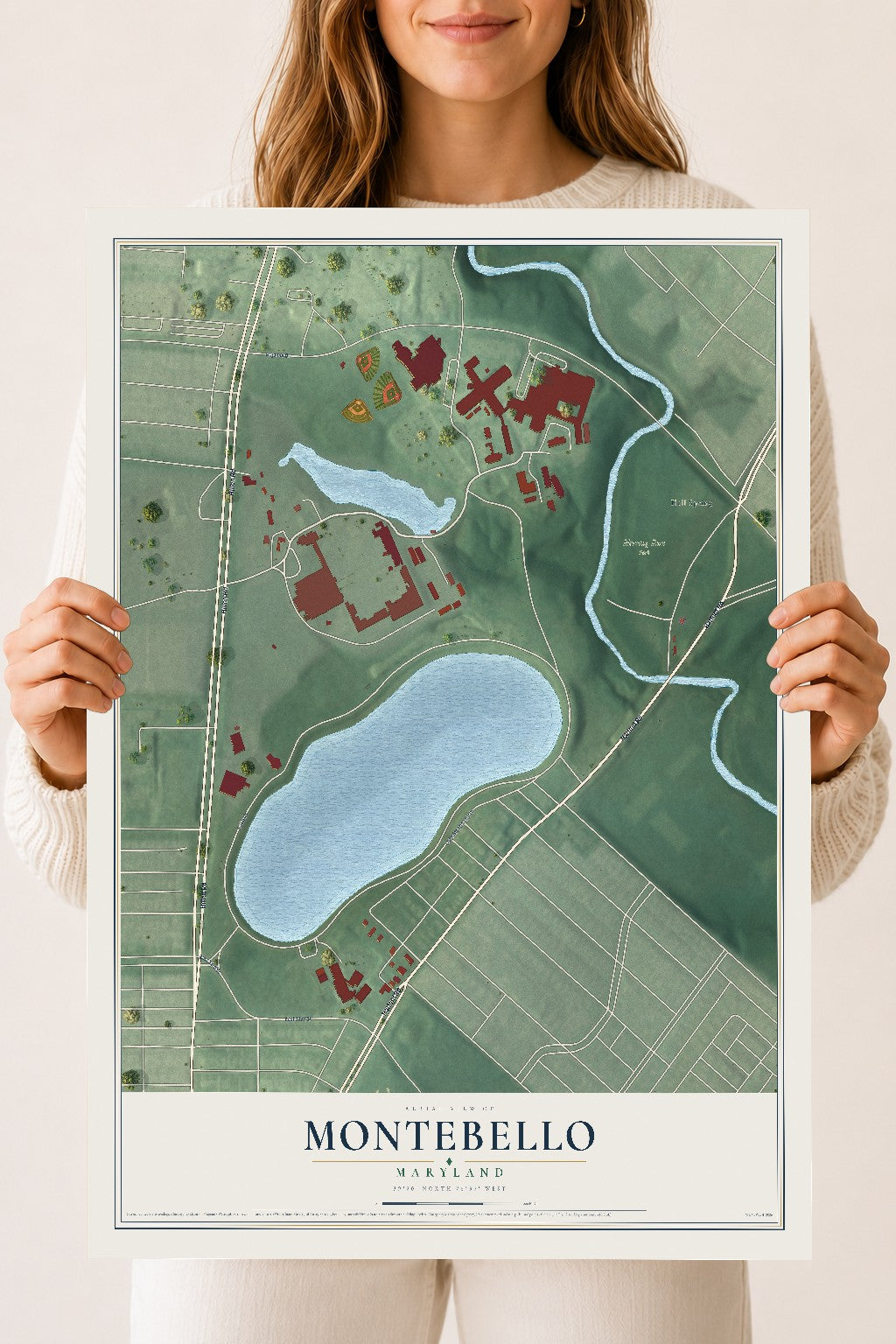 Map of Montebello, Maryland, 18 x 24 inch unframed archival matte print