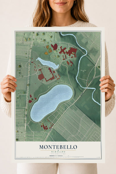 Map of Montebello, Maryland, 18 x 24 inch unframed archival matte print