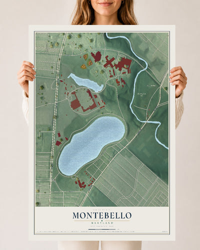 Map of Montebello, Maryland, 24 x 36 inch unframed archival matte print