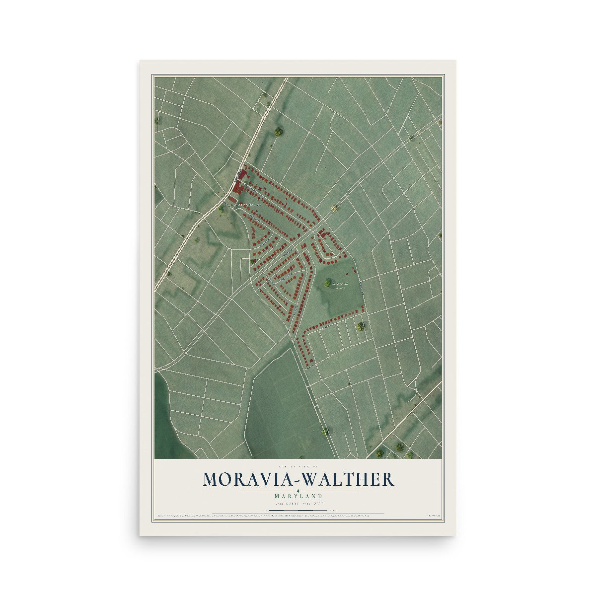 Map of Moravia-Walther, Maryland, 12 x 18 inch unframed archival matte print