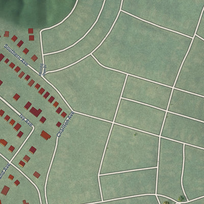Second close-up of the map of Morgan Park, Maryland print showing more streets and buildings