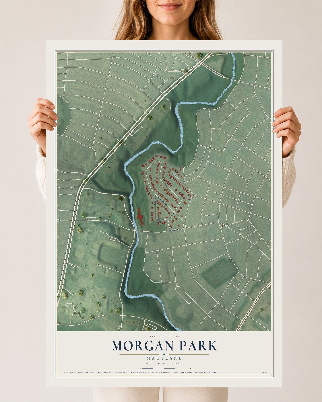 Map of Morgan Park, Maryland, 24 x 36 inch unframed archival matte print