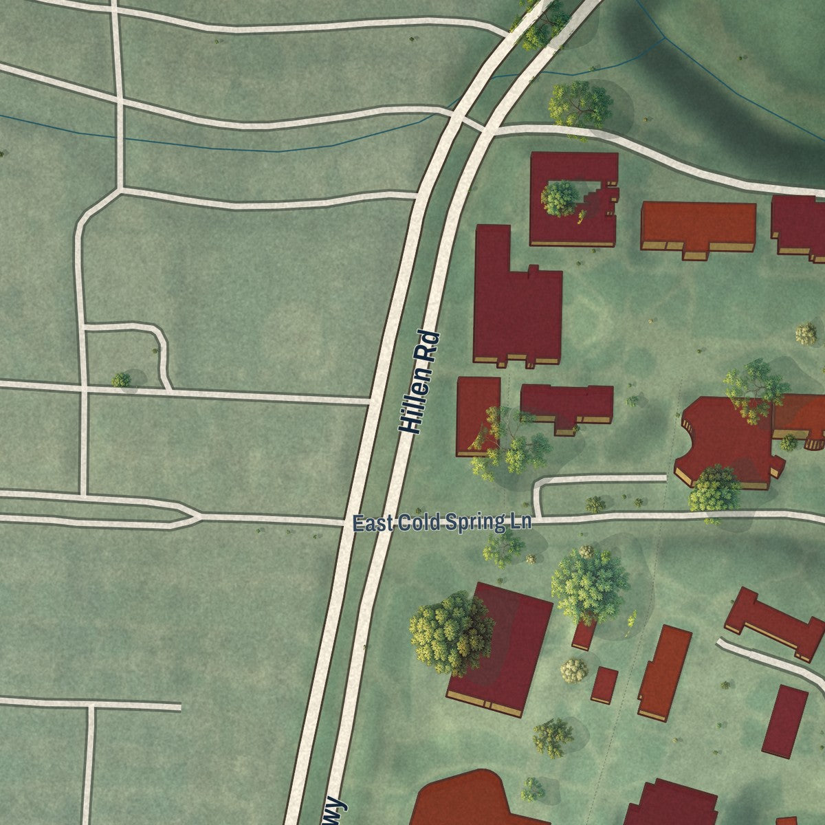 Close-up of the map of Morgan State University, Maryland print showing street and building detail
