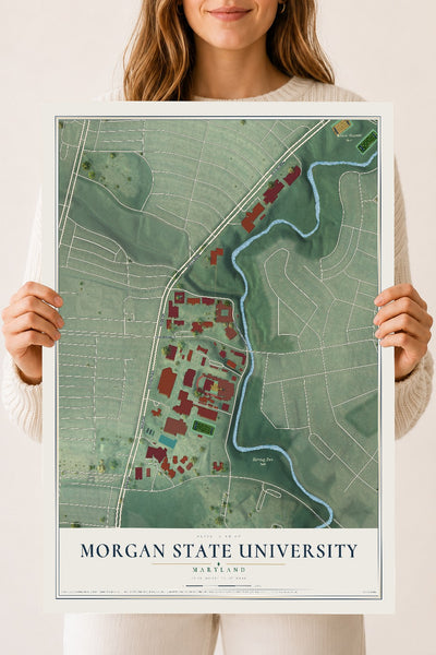 Map of Morgan State University, Maryland, 18 x 24 inch unframed archival matte print