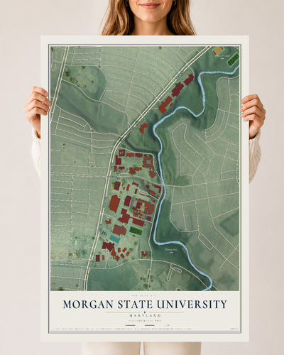 Map of Morgan State University, Maryland, 24 x 36 inch unframed archival matte print