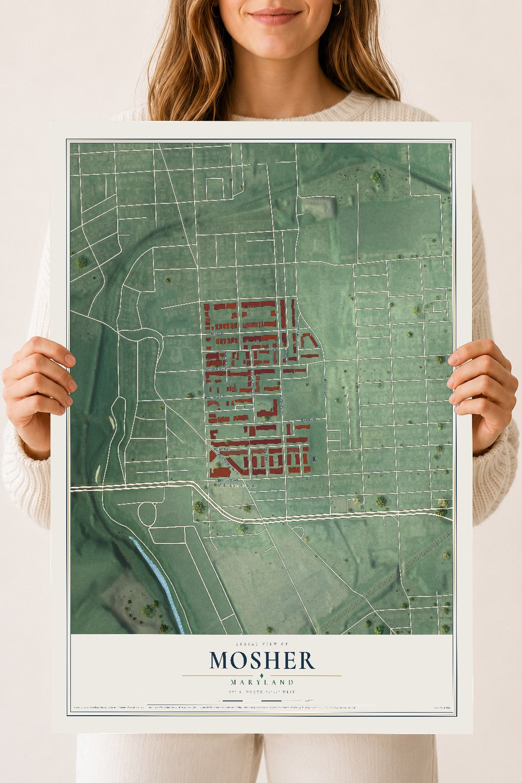 Map of Mosher, Maryland, 18 x 24 inch unframed archival matte print