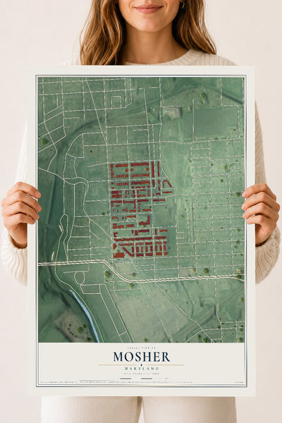 Map of Mosher, Maryland, 18 x 24 inch unframed archival matte print