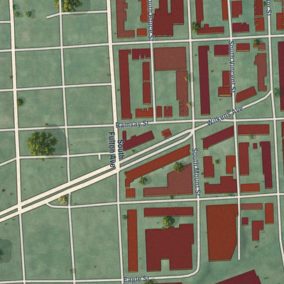 Close-up of the map of Mount Clare, Maryland print showing street and building detail