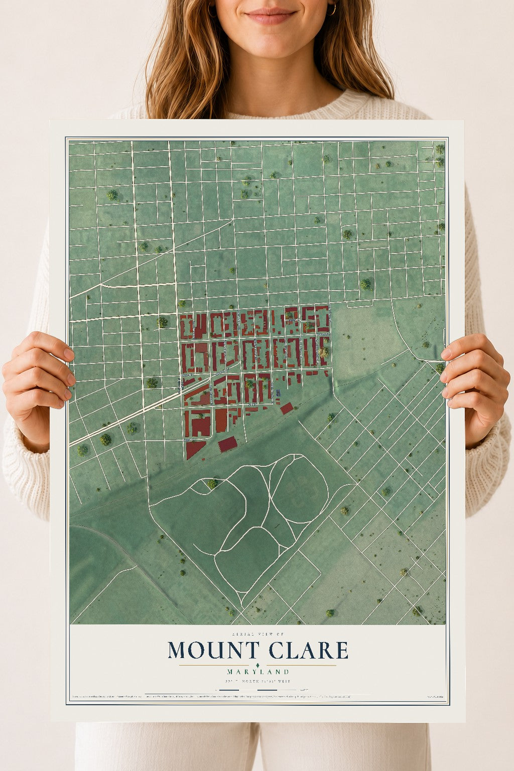 Map of Mount Clare, Maryland, 18 x 24 inch unframed archival matte print