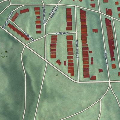 Second close-up of the map of Mount Holly, Maryland print showing more streets and buildings