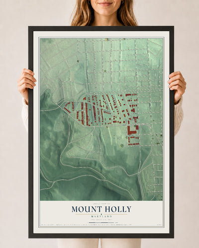 Map of Mount Holly, Maryland, 24 x 36 inch print in a black wood frame