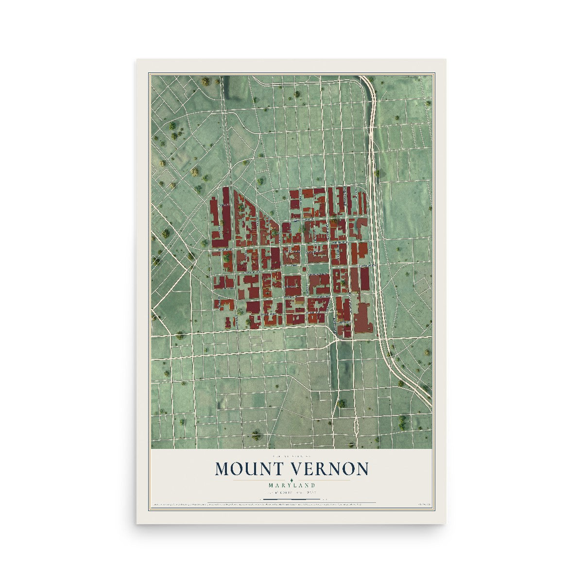 Map of Mount Vernon, Maryland, 12 x 18 inch unframed archival matte print