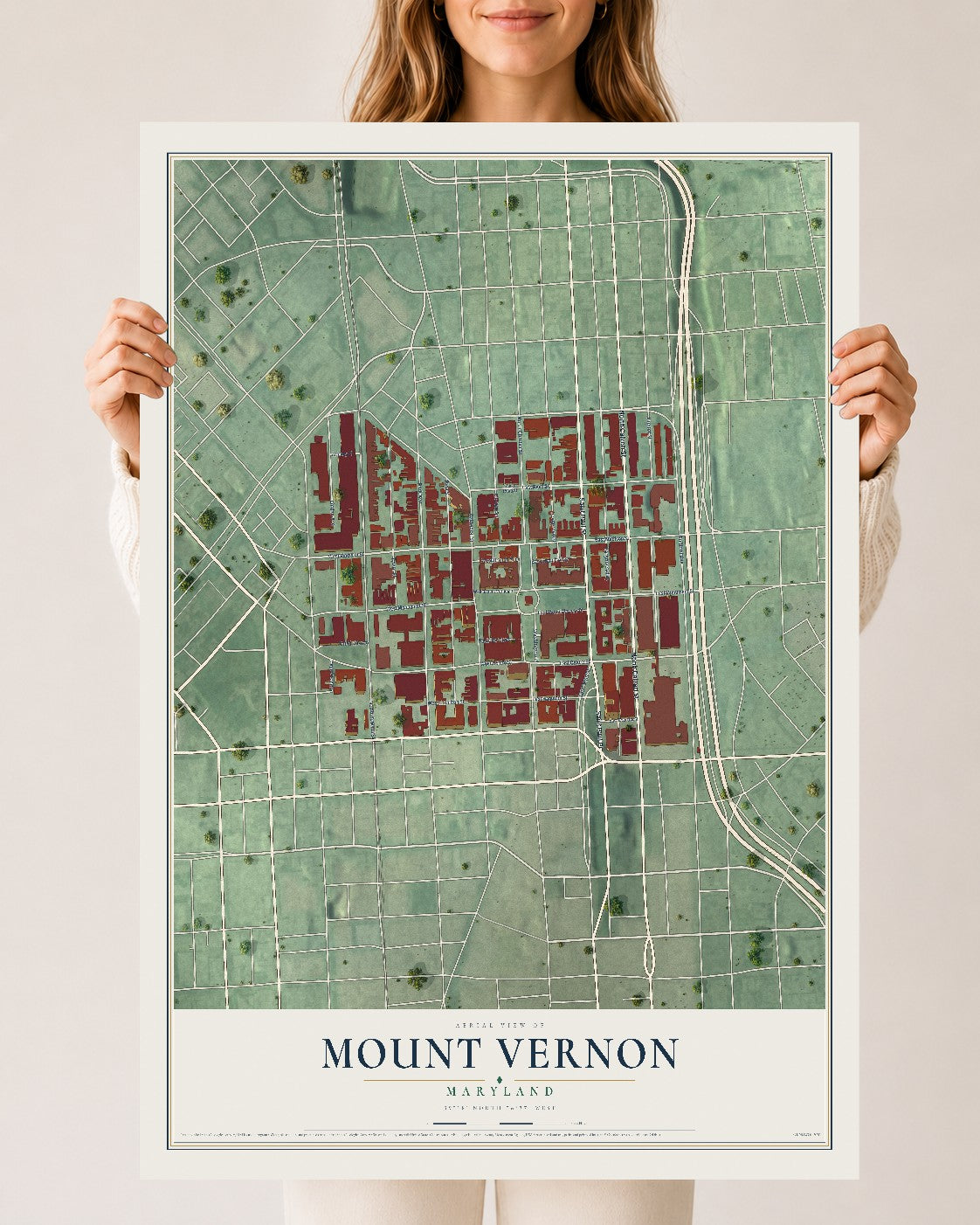 Map of Mount Vernon, Maryland, 24 x 36 inch unframed archival matte print