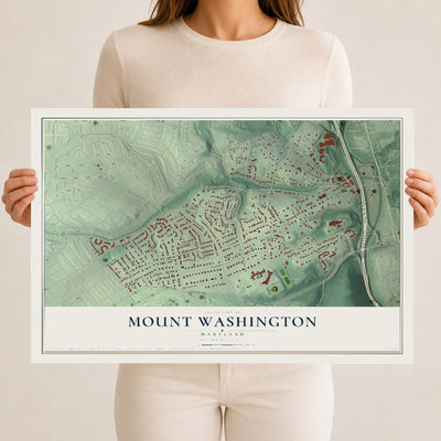 Map of Mount Washington, Maryland, 12 x 18 inch unframed archival matte print