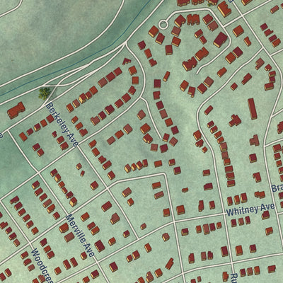 Close-up of the map of Mount Washington, Maryland print showing street and building detail