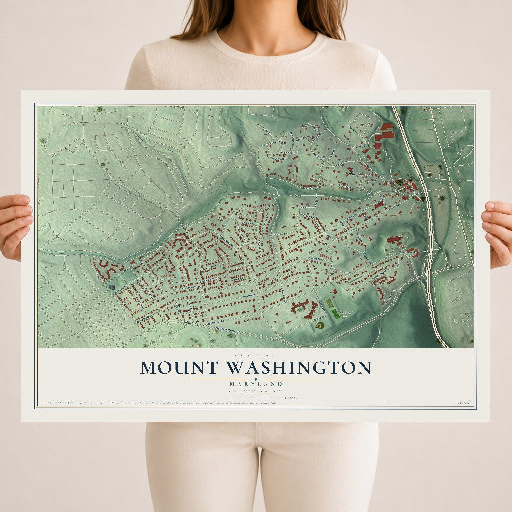 Map of Mount Washington, Maryland, 18 x 24 inch unframed archival matte print
