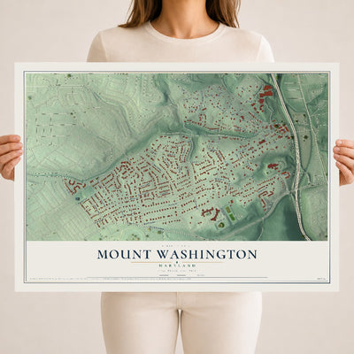 Map of Mount Washington, Maryland, 18 x 24 inch unframed archival matte print